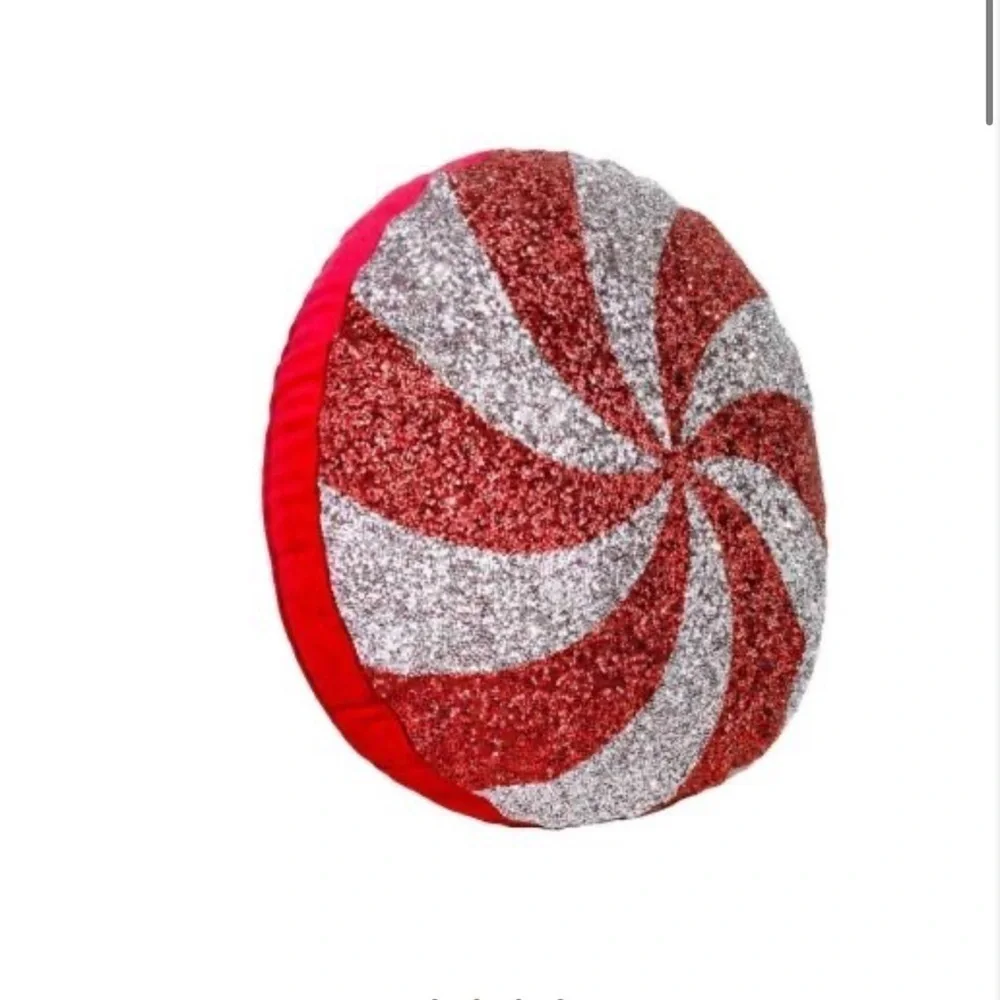 NWOT Sparkle Home Peppermint Pillow Velvet back candy cane pillow bling 2 Colors